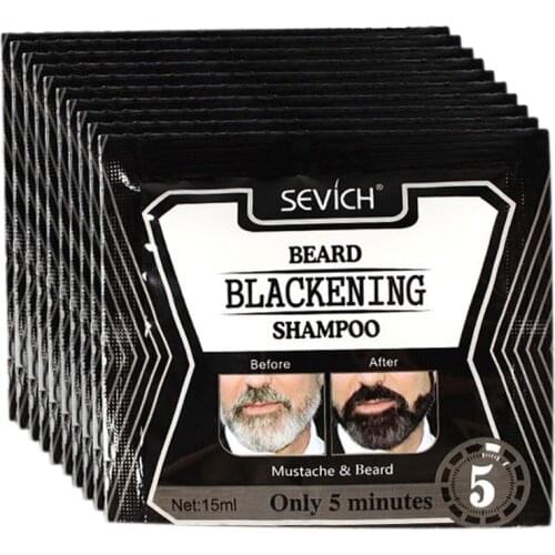 Sevich 10Pcs 5Mins Blackening Beard Shampoo Dye Beard Into Black Herb Natural Faster Blackening Beard Coloring Removal
