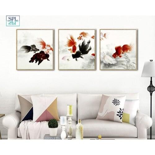 SPLSPL Goldfish Canvas Painting Posters and Prints Nordic Abstract Pop Wall Pictures For Living Room Home Decoration ornaments