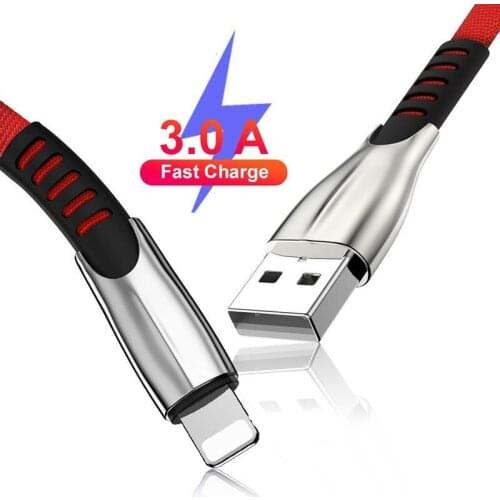 50cm 1m 2m 3m USB Cable For iPhone Charger 3A Fast Charging Cord For iPhone 7 8 6 6s Plus 11 Pro X XR Xs Max iPad Data Long Wire
