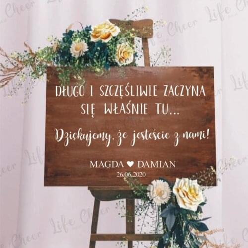Polish Pattern Weddding Board Vinyl Decal Wedding Engagement Welcome Sign Mirror Sticker Custom Names Date Vinyl Decor AZ1033