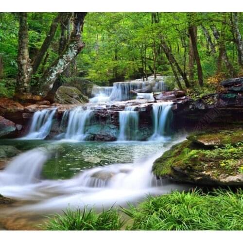 Waterfall Forest Wall Mural Photo Wallpaper for Living Room Bedroom Printed Wall Paper Contact Paper Murals Papel De Parede