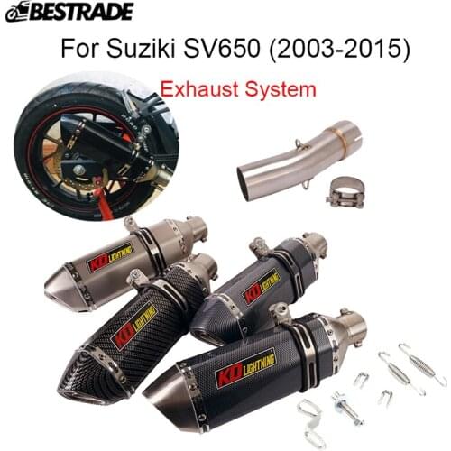 For Suzuki SV650 2003-2015 Motorcycle Exhaust System Mid Connect Link Pipe Slip on 51mm Muffler Tips Escape Stainless Steel