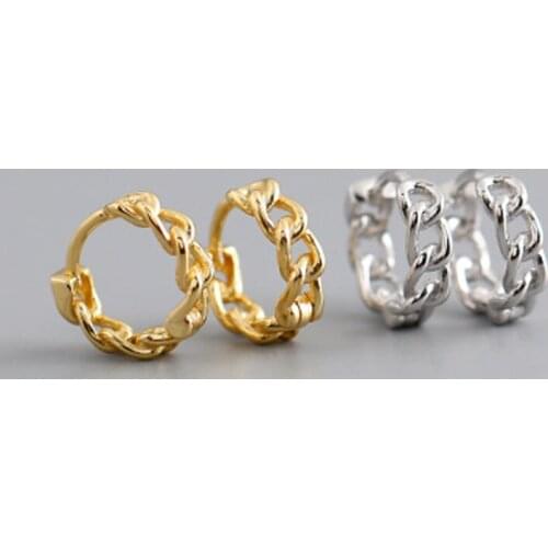 VENTFILLE 925 Sterling Silver INS Personality Chain Circle Buckle Hoop Earrings For Women Hot Fashion Jewelry