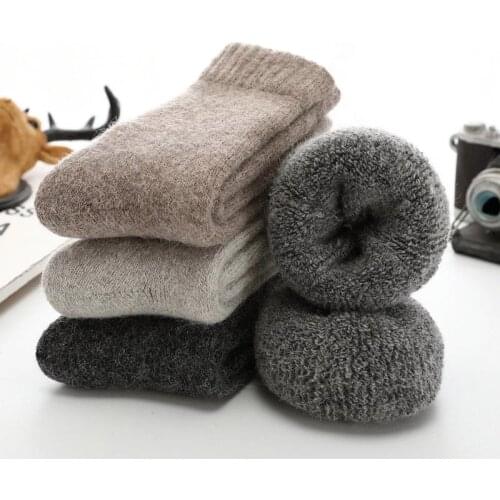 Winter Warm Merino Wool Male Men Socks Women Socks Super Thicker Solid Socks Merino Wool Rabbit Socks Calcetines Hombre