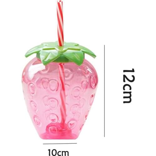 10x12cm Plastic Cute Strawberry Cup With Straw Fruit Party Supplies Summer Beach Party Cup Birthday Theme Parti Decor Kids Favor