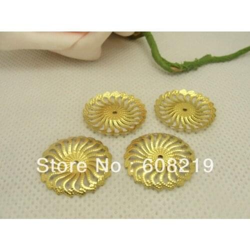 1200pcs 22mm Raw brass jewelry findings bead caps chain end shipping free