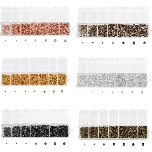 1750Pcs Jewelry Findings Set Mixed Crimp End Beads Round Stopper Spacer Beads for Jewelry Making DIY handicraft