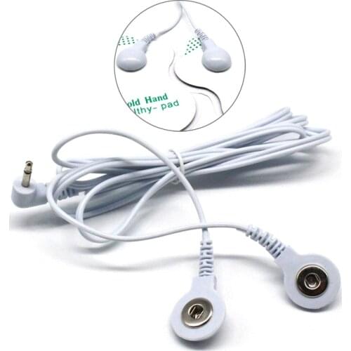 2.5mm 2Ways Electrode Cable Plug Electrode Lead Wires Connecting Cables With 2 Buttons For Digital TENS Therapy Machine Massager