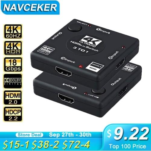 2020 3 Port 18Gbps HDR 4K HDMI 2.0 Switch 3x1 3 In 1 Out HDMI Switch HUB Box With IR Mini HDMI Switch Remote For PS4 XBox