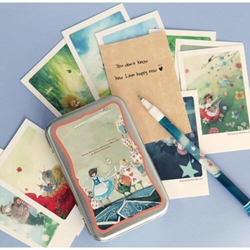 40 Pcs/set Postcards Set Iron box Green plants postcard, Greeting Cards Message Card,Decorative Vintage Retro Postcard