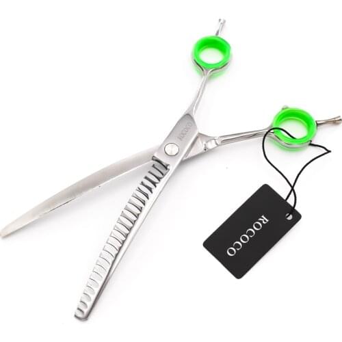8.0 inch Pet Downward Curved Thinning Scissors Professional Dog Shark Thinning Shears Cat Grooming Clipper Hair Cut Tools Silver