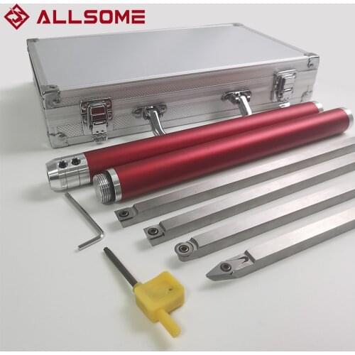 ALLSOME Wood Turning Tool Woodworking Lathe Chisel Set Carbide Insert Cutter Stainless Steel Bar Aluminum Storage Box HT2962
