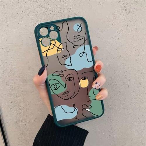 ZUIDID Abstract Art Line Face Phone Case For iPhone 12 Pro 11 XS Max SE20 7 8 6Plus Geometric Transparent Hard Cover Clear Shell