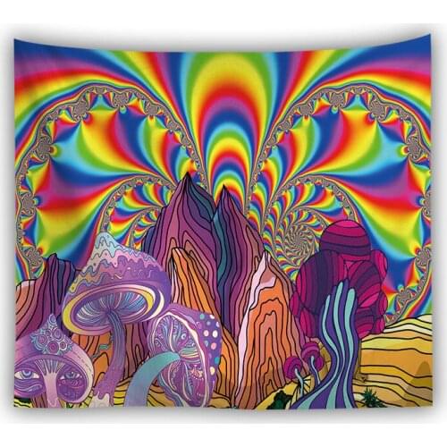 Colorful Witchcraft Tapestry Wall Hanging Room Decor Jellyfish Mushroom Psychedelic Carpet Hippie Wall Tapestry Abstract Pattern