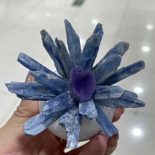 Natural Kyanite Crystal Strip Cluster Ceramic Storage Bottle Decor