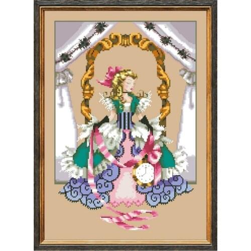 Girl Alice cross stitch kit aida fabric 18ct 14ct 11ct flaxen linen cotton silk thread beads embroidery craft set
