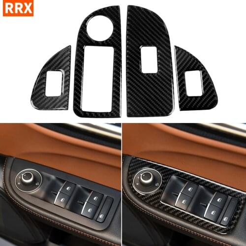 For Alfa Romeo Giulia 2017-2019 Carbon Fibrer Stickers Auto 4 Doors Window Control Panel Switch Frame Cover Trim Car styling