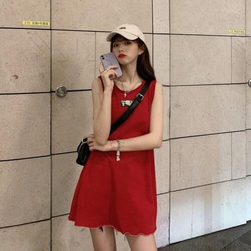 Graphic T Shirts Loose Mid-length T-shirt Womens Summer New Design Sense Niche Sleeveless Sports Vest Top Clothes