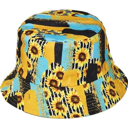 LDSLYJR Cotton sunflower print Bucket Hat Fisherman Hat outdoor travel hat Sun Cap Hats for Men and Women 334