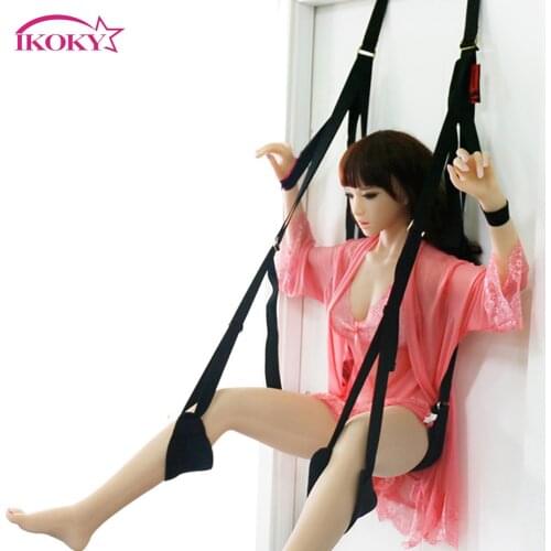 IKOKY Door Swing Sex Swing Soft Material Sex Toys for Couples Hanging Sex Furniture Fetish Bandage Love Adult Game Chairs Erotic
