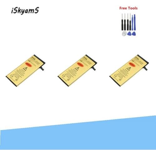 ISkyamS 3pcs 2850mAh 0 zero cycle Replacement Gold Li-Polymer Battery For iPhone 6S 6 S Accumulator Batteries + Tool