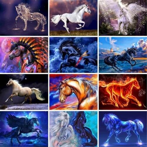 GATYZTORY 60x75cm Pictures By Numbers Animals Steed Frameless DIY Minimalist Style Paint By Numbers On Canvas Cat Digital Hand P