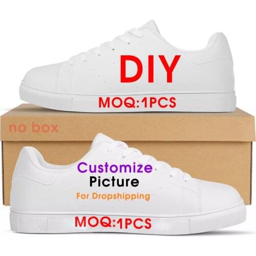 White Casual Men Canvas Shoes Custom Image Four Season Sneakers Male Teenager College Footwear DIY Wholesale Free Drop Shipping
