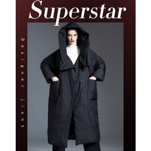 2020 New Fashion Plus Size White Duck Down Down Jacket Winter Hooded Mid-Length Over The knee wine red black thickening