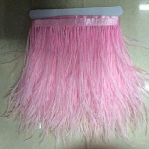1yard Pretty pink Ostrich Feathers Skirts Fringe Trims for Plumage Performance Headdress Costume Wedding Decoration Ribbons