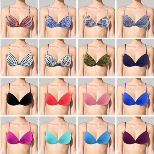 M&M Swimsuit Tops Sexy Women Underwire Girls Print Push Up Micro Bikini Ruched 2016 Summer Adjustable Swimwear Bikini Top