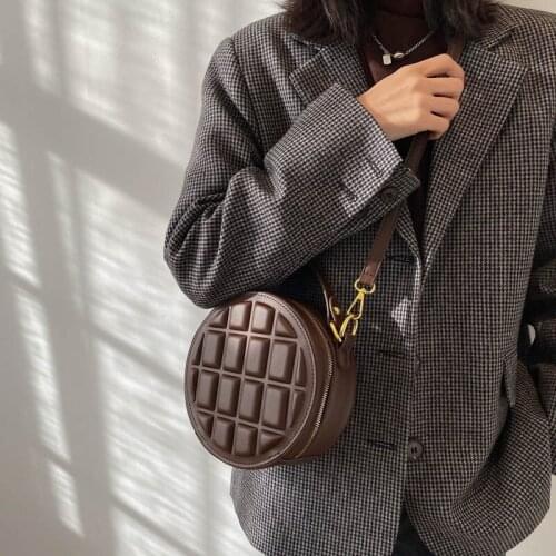 Small Checkered Round Luxury Brand Bags For Women 2021 Female Handbags Shoulder Ladies PU Leather Vintage Crossbody Purses