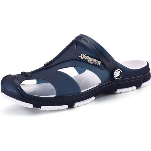 2021 Summer Mens Slippers Clogs Slip-On Garden Shoes Breathable Man Sandals Plus Size Male Beach Shoes Flip Flops Quick Dry