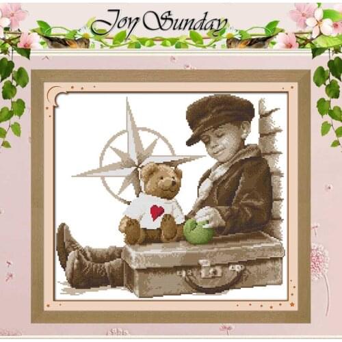 Childhood little boy patterns counted 11CT 14CT Cross Stitch Set Wholesale DIY Cross-stitch Kit Embroidery Needlework Home Decor