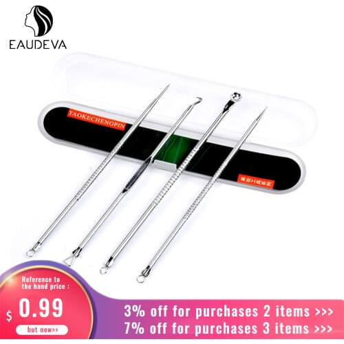 Value 4pcs Set Blackhead Remover Face Care Pimple Blackhead Remover Tool Spoon Facial Beauty Woman Skincare Makeup Tool Kit