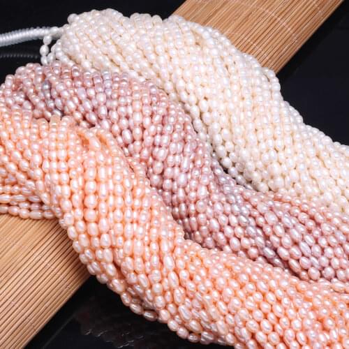 Natural Freshwater Pearl Hole Beads AA Rice Shape Pearl Making for Fashion Jewelry Necklace Bracelet Accessories 4-5mm