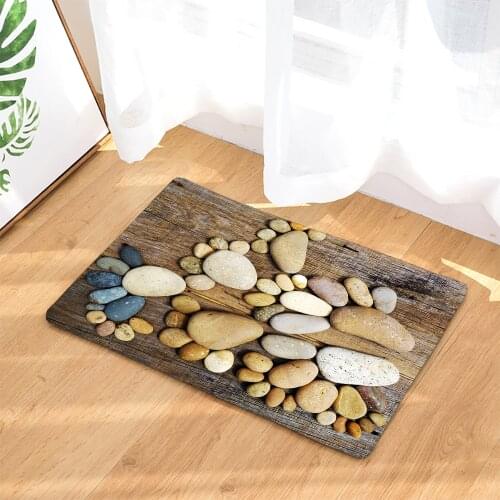 Bathroom Non-slip Mat Funny Beach Pebbles Feet 3D Printed Bath Mat Floor Carpet Flannel Toilet Rug Doormat 45*75CM and 40*60CM