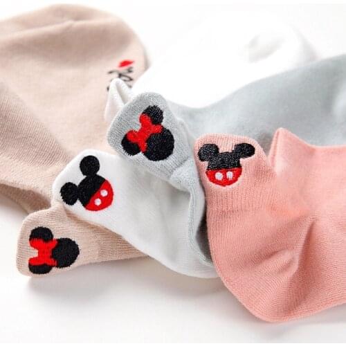 New Disney Mickey Minnie Woman Socks Spring Summer Short Socks Cute Short Socks For Girls Cotton Animal Korea Women Sports Socks