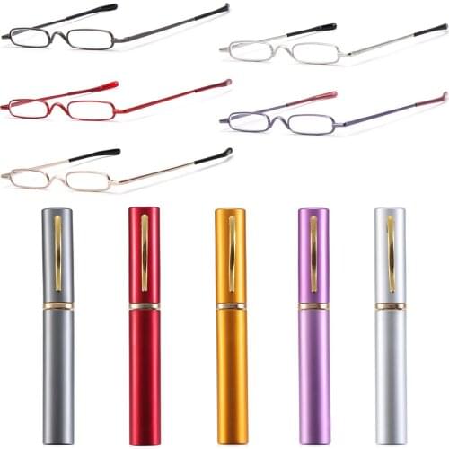 1PC Readers Reading Glasses With Slim Pen Clip Tube Case Spring Hinged Compact Eyeglasses Men Women Easy Carry Eyewear