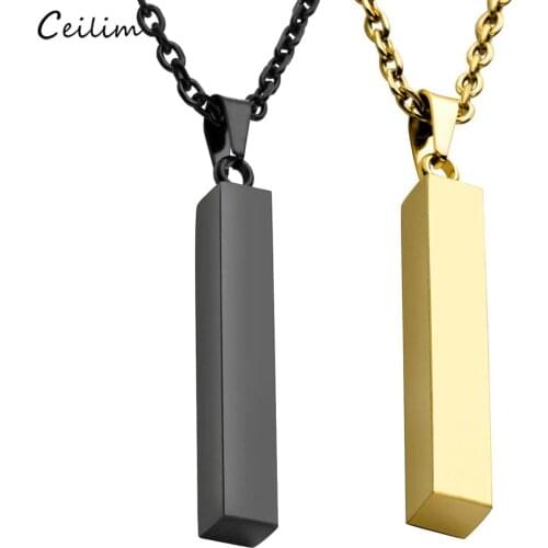 2020 New Vertical Bar Stainless Steel Pendant Necklace for Women Men Rose Gold Black Color Statement Necklace Jewelry Male Gift