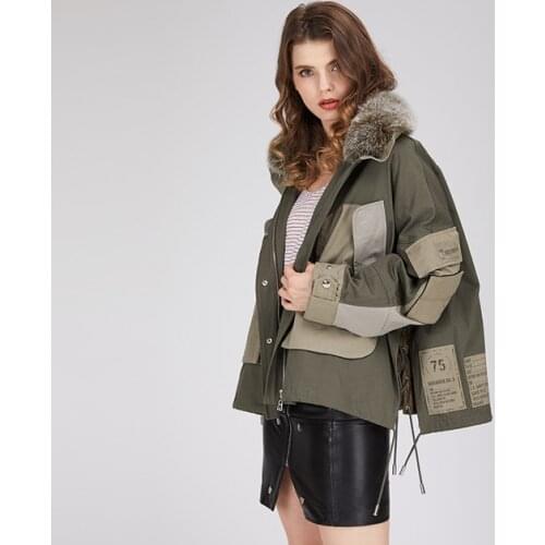 White duck down coat winter natural fox fur duck down parkas female thick warm great quality bat sleeve oversize warm coat F215