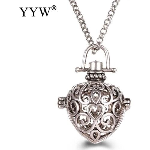 Heart Shape Perfume Oil Pendant Essential Aromatherapy Diffuse Necklace Medallion Cage Pendant For Women Girl Gift Jewelry Gift