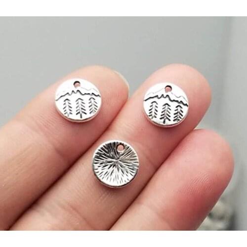 50pcs/lot--11mm, Pine Tree chams,Antique silver plated Under The Mountain charms,DIY supplies,Jewelry accessories