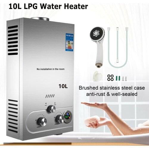 10L 2.7 GPM Propane Gas LPG Instant Hot Water Heater Tankless Boiler w/ Shower