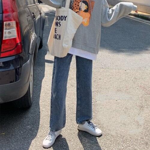 Straight easing the spring and autumn period and the salt is a pants high ins students waist thin wide-legged pants