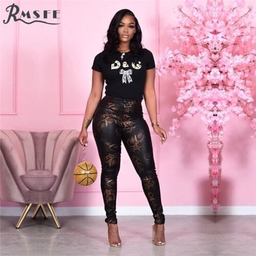 RMSFE 2021 European And American Womens Hot Casual Elastic Tight Snake Print Yoga Pants