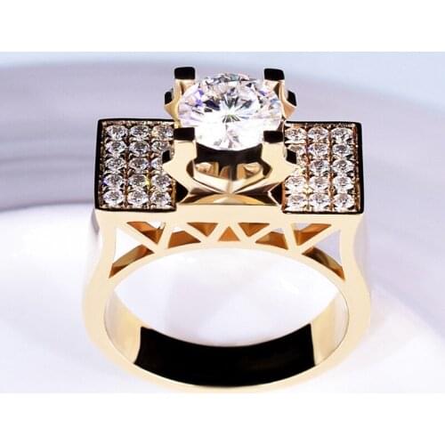 Luxury Wedding Rings Male Domineering Fashion Golden Jewelry Inlay AAA Cubic Zircon Best Engagement Ring Anniversary Gif