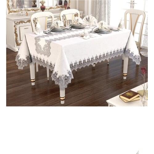 Luxury Rectangular Dining Table Cloth Buddha Guipure Linen - Table Cover Set 26 Pieces Home Decoration - Runner Rings Napkins