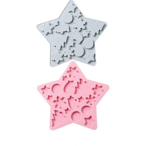 Five-pointed star shape Christmas chocolate silicone mold Fudge ice tray mold complementary food Christmas cake decoration tool