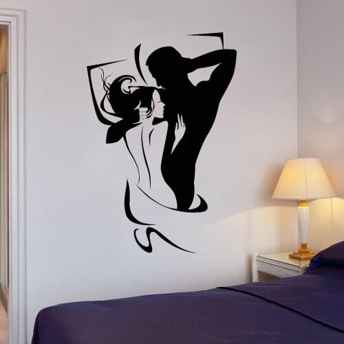 Couples Room Wall Decor Decal Naked Woman Man Silhouette Removable Vinyl Wall Stickers Home Ornament Bedroom