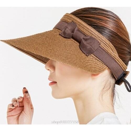 Women Wide Brim Visor Outdoor UV Protection Summer Beach Big Bow Straw Sun Hat for Beach Travel A14 21 Dropshipping